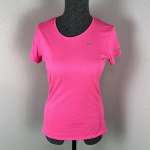 Nike Miler Womens Running Dri-Fit Hot Pink Short Sleeve Shirt Top Size Small